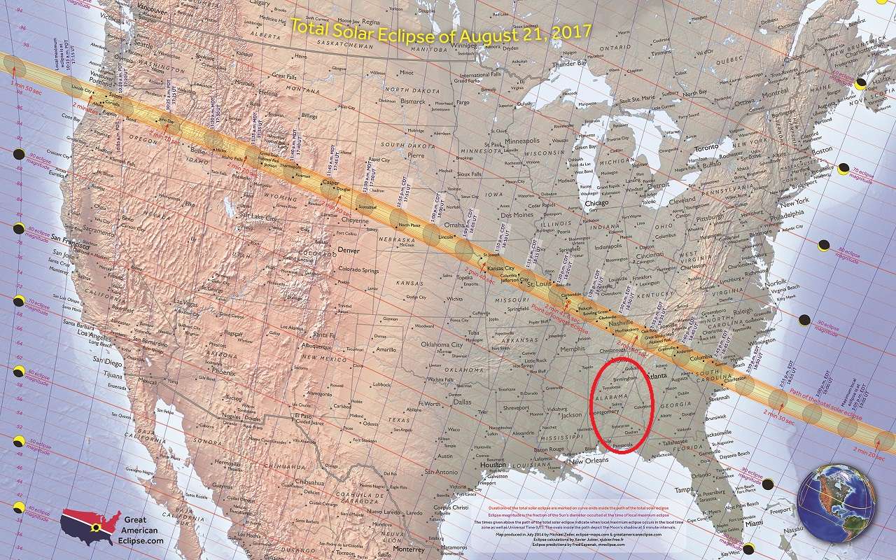 Map of solar eclipse